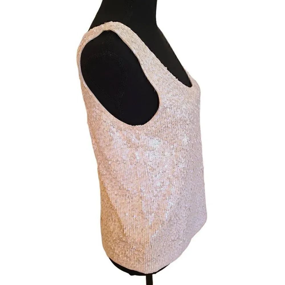 NWT J Crew Womens Sleeveless Tank Top Sequin Cotton Cream Small - Picture 2 of 12